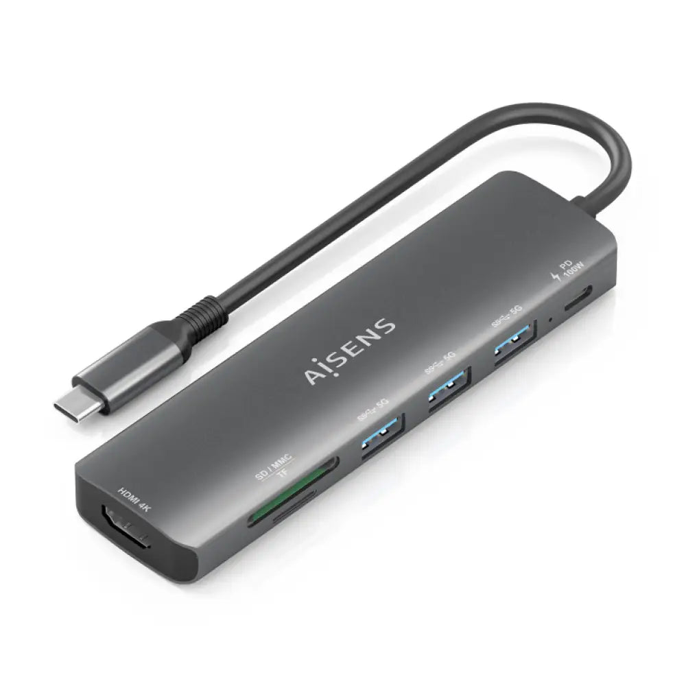 AISENS ASUC-7P025-GR base para portátil y replicador de puertos Alámbrico USB 3.2 Gen 1 (3.1 Gen 1) Type-C - detalle