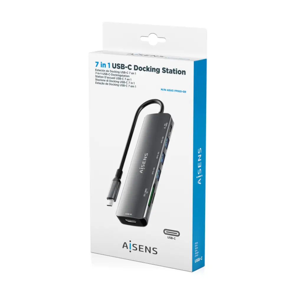 AISENS ASUC-7P025-GR base para portátil y replicador de puertos Alámbrico USB 3.2 Gen 1 (3.1 Gen 1) Type-C - detalle