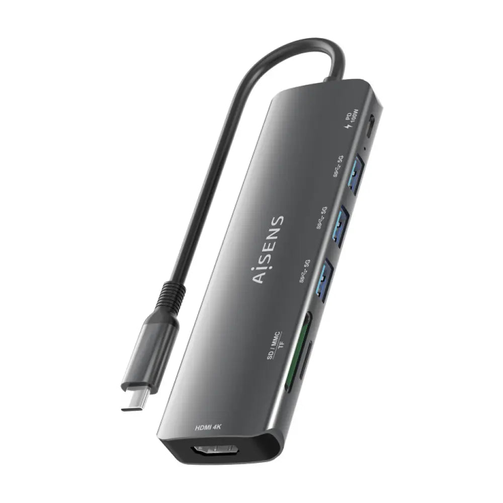 AISENS ASUC-7P025-GR base para portátil y replicador de puertos Alámbrico USB 3.2 Gen 1 (3.1 Gen 1) Type-C - detalle