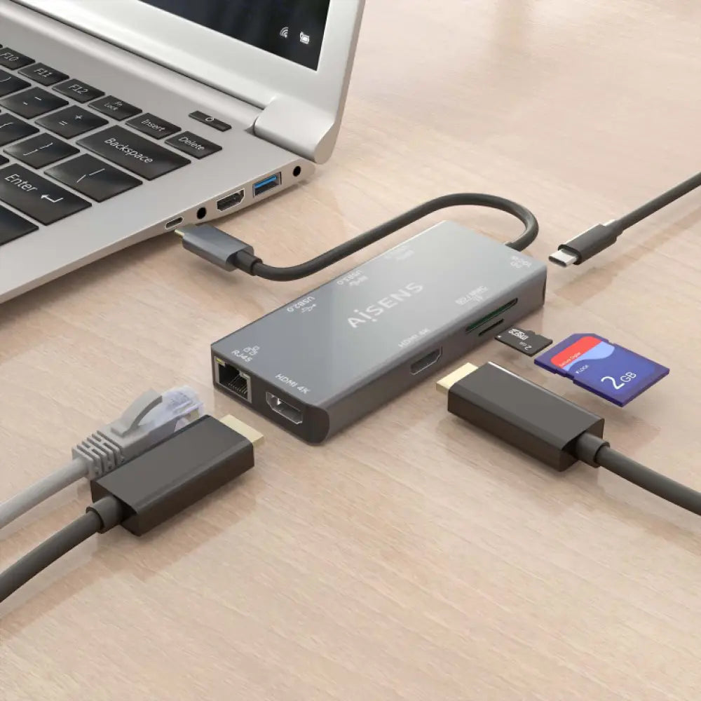 AISENS ASUC-9P018-GR base para portátil y replicador de puertos Alámbrico USB 3.2 Gen 1 (3.1 Gen 1) Type-C - detalle