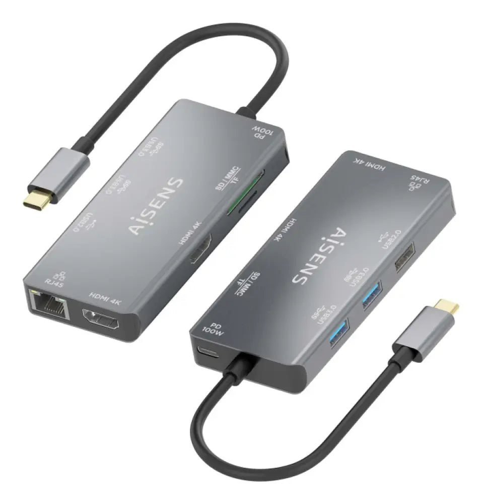 AISENS ASUC-9P018-GR base para portátil y replicador de puertos Alámbrico USB 3.2 Gen 1 (3.1 Gen 1) Type-C - detalle