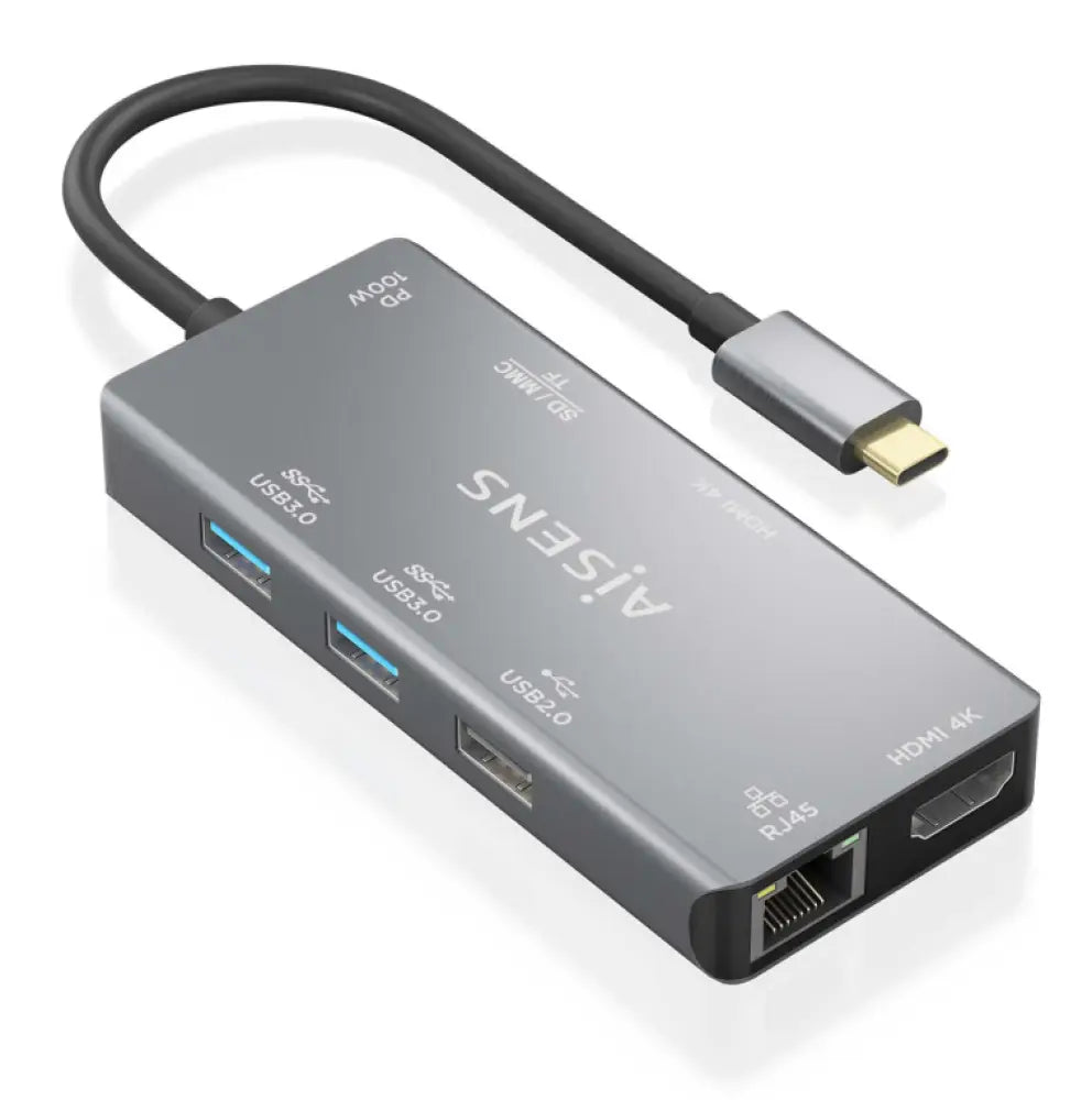AISENS ASUC-9P018-GR base para portátil y replicador de puertos Alámbrico USB 3.2 Gen 1 (3.1 Gen 1) Type-C - detalle