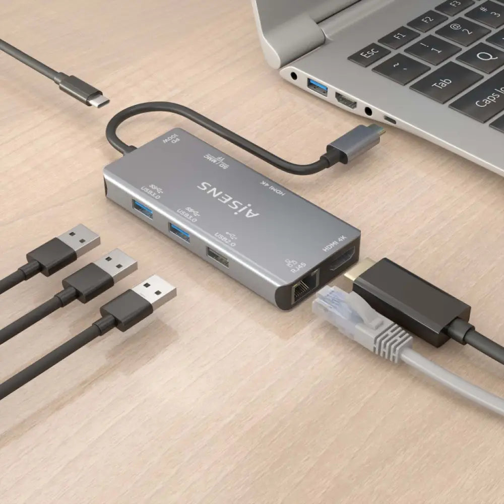 AISENS ASUC-9P018-GR base para portátil y replicador de puertos Alámbrico USB 3.2 Gen 1 (3.1 Gen 1) Type-C - detalle