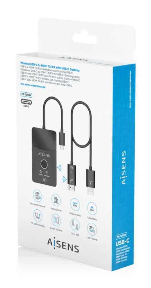 AISENS ASWL-H2KDC30M05-BK base para portátil y replicador de puertos Inalámbrico y alámbrico USB 3.2 Gen 1 (3.1 Gen 1) Type-C - detalle