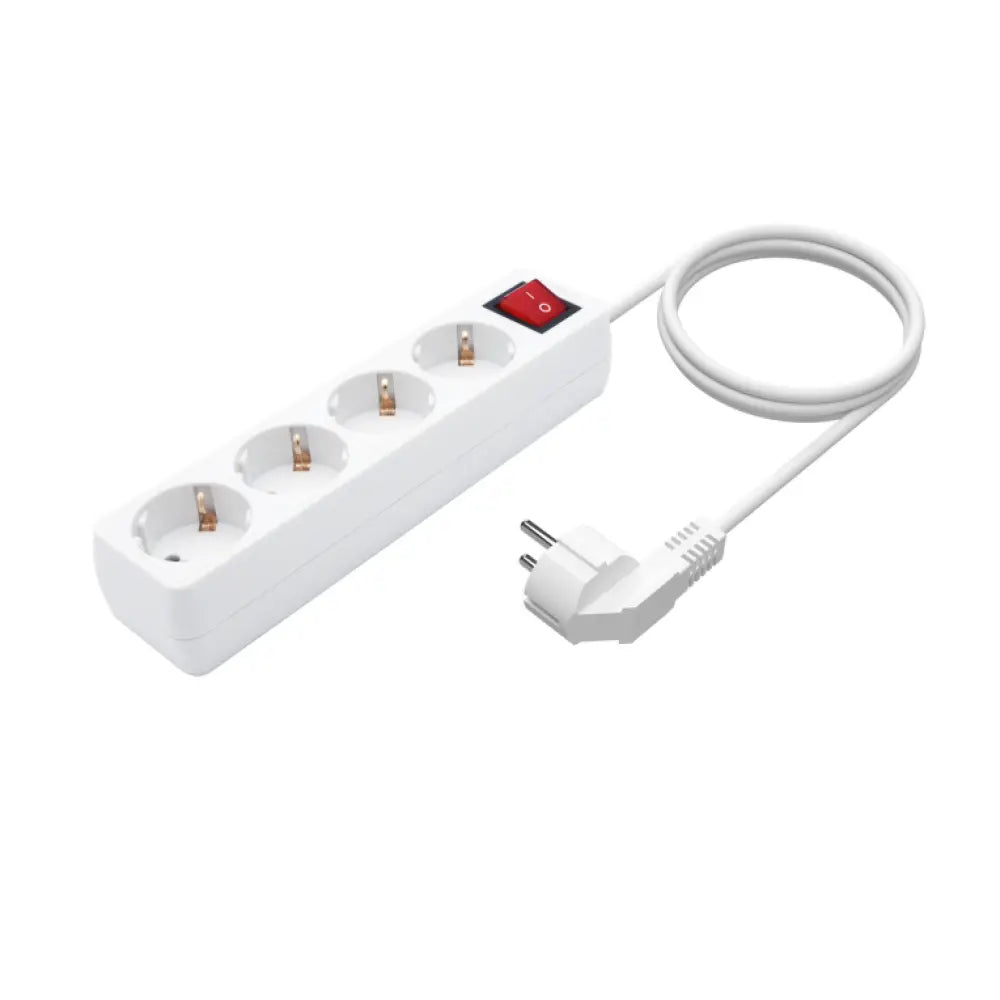 Regleta AISENS Base Multiple 4 Tomas con interruptor y cable blanco de 1.4 m, ideal para conexiones eléctricas.