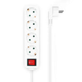 Regleta AISENS Base con 4 tomas, interruptor, cable 3x1.5mm², color blanco, longitud de 1.4 m.