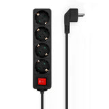 Regleta AISENS Base con 4 tomas, interruptor y cable de 1.4 m, color negro, para conectar múltiples dispositivos eléctricamente.