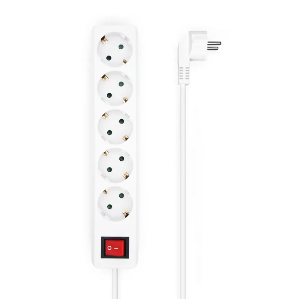 AISENS Base Multiple 5 Tomas con Interruptor con Cable 3×1.5mm2. Blanco. 1.4 m - detalle