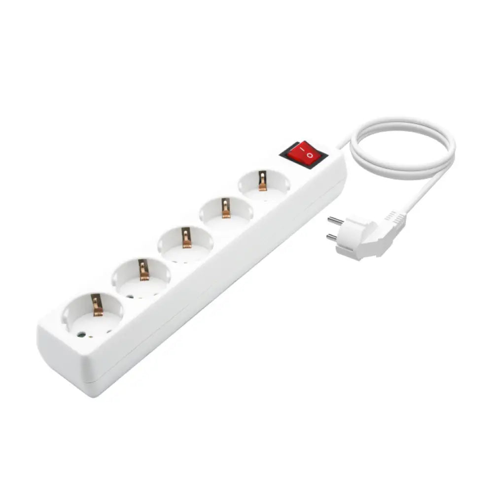 AISENS Base Multiple 5 Tomas con Interruptor con Cable 3×1.5mm2. Blanco. 1.4 m - detalle