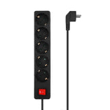 AISENS Base Multiple 5 Tomas con Interruptor con Cable 3×1.5mm2. Negro. 1.4 m