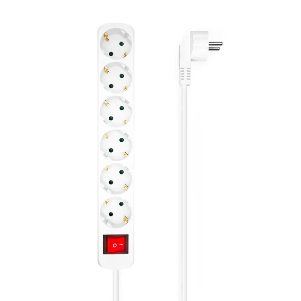 AISENS Base Multiple 6 Tomas Con Interruptor Con Cable 3x1.5mm2. Blanco. 1.4m - detalle