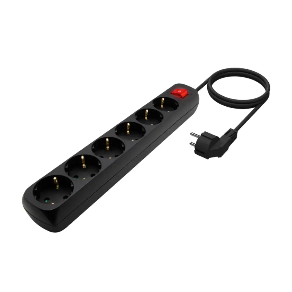 AISENS Base Multiple 6 Tomas Con Interruptor Con Cable 3x1.5mm2. Negro. 1.4m - detalle