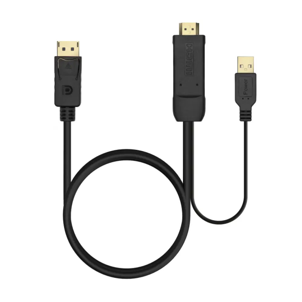 AISENS Cable Conversor Activo HDMI 2.0 + USB Alim. a DISPLAYPORT V1.2. HDMI/M-USB/M-DP/M. Negro. 1.8M - detalle