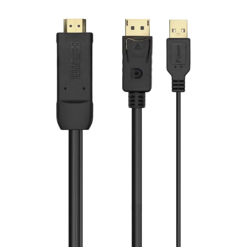 AISENS Cable Conversor Activo HDMI 2.0 + USB Alim. a DISPLAYPORT V1.2. HDMI/M-USB/M-DP/M. Negro. 1.8M - detalle