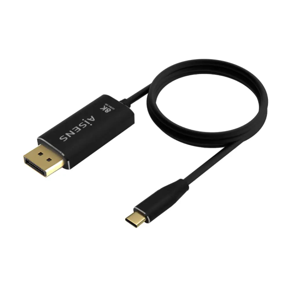 AISENS Cable Conversor Aluminio USB-C a Displayport 8K@60Hz. USB-C/M-DP/M. Negro. 0.8M - detalle