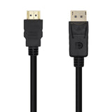 Cable adaptador AISENS DisplayPort a HDMI, negro, 3.0m, para conectar dispositivos de vídeo con entrada DisplayPort a salida HDMI.