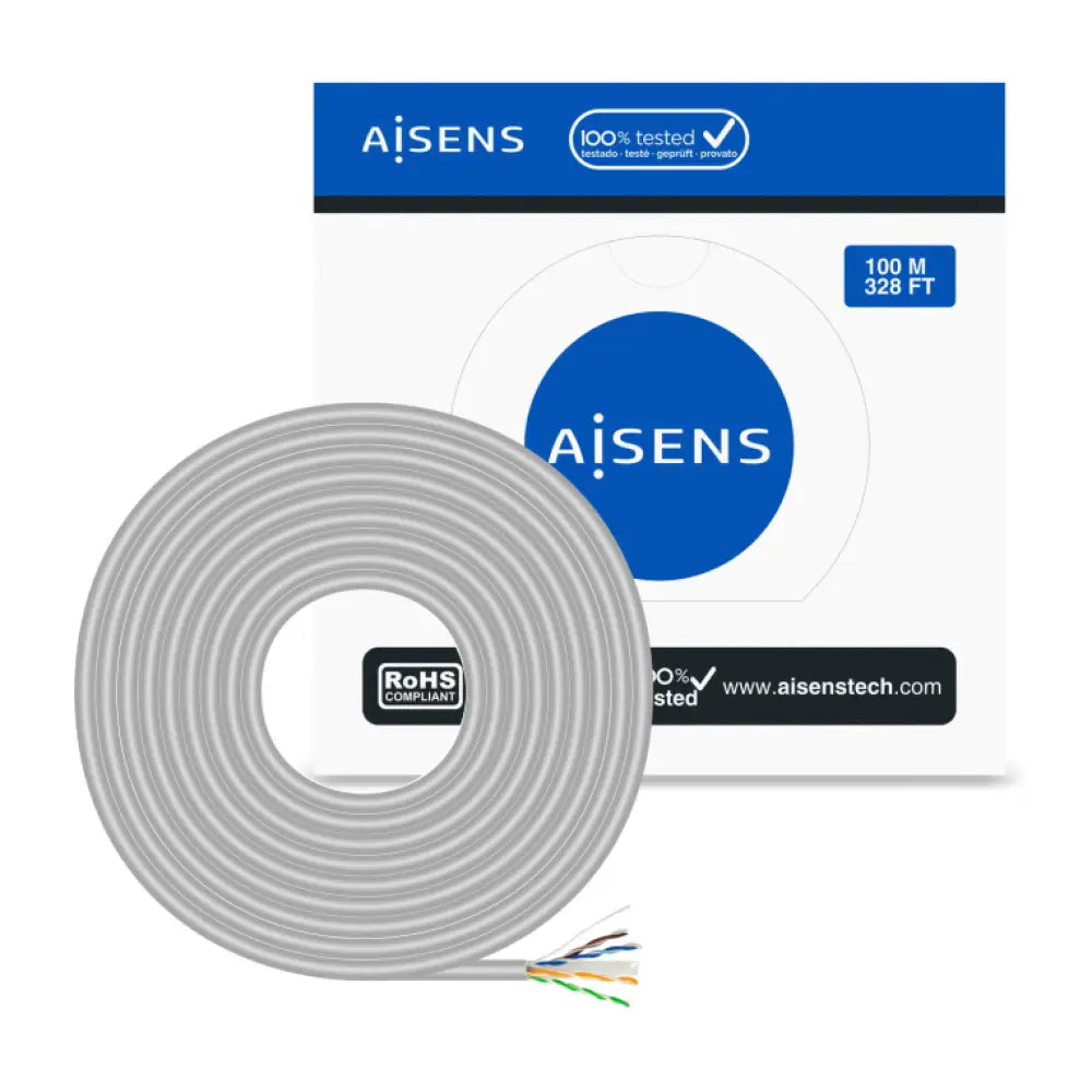 AISENS Cable de Red RJ45 Cat.6 UTP Rigido AWG23 CCA (aleacion). Gris. 100 m - detalle