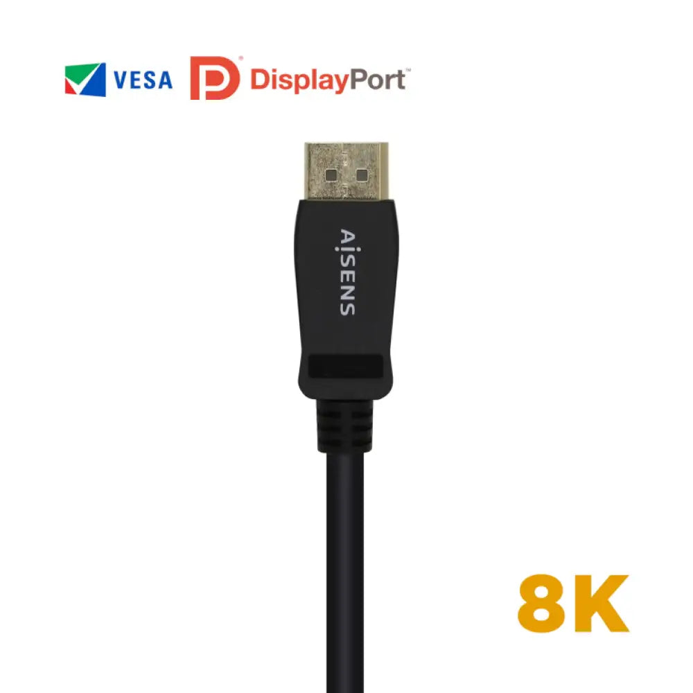 AISENS Cable Displayport Certificado V1.4 8k@60hz. DP/M-DP/M. Negro. 2.0m - detalle