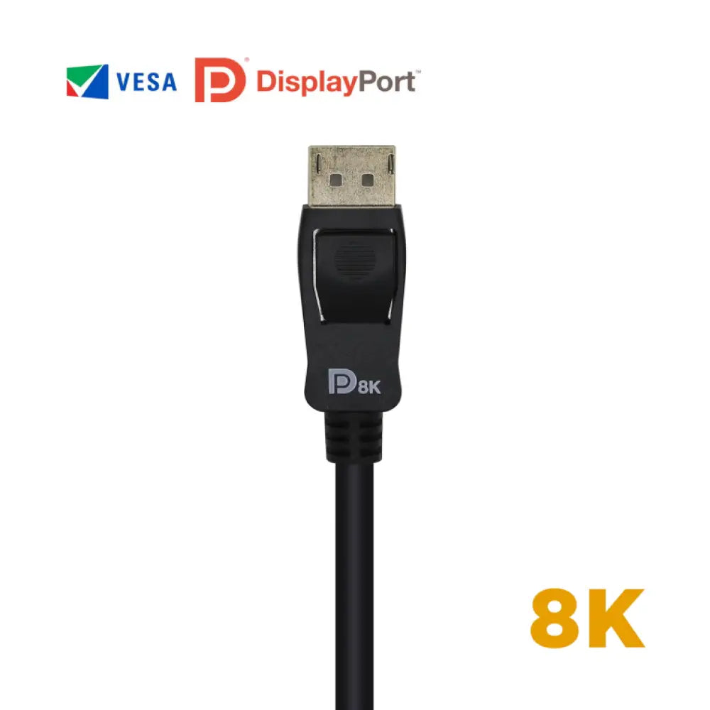 AISENS Cable Displayport Certificado V1.4 8k@60hz. DP/M-DP/M. Negro. 2.0m - detalle