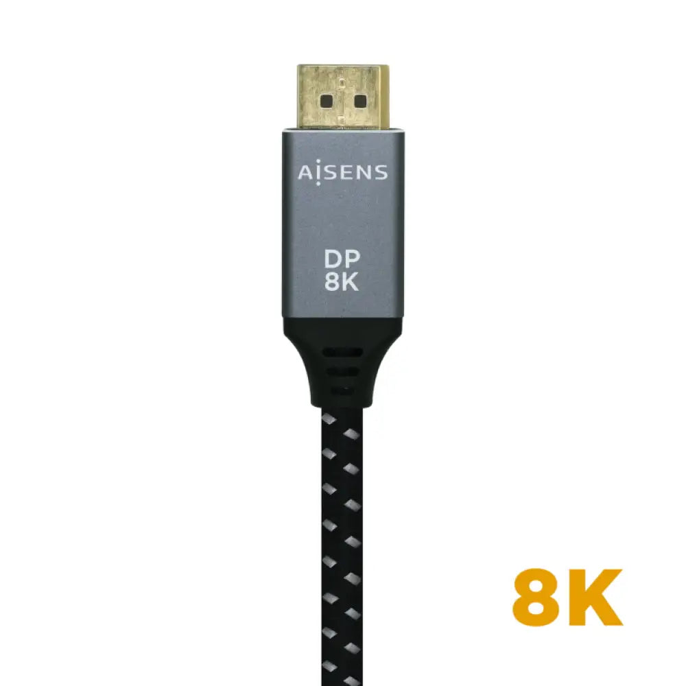 AISENS Cable Displayport V1.4 8k@60hz. DP/M-DP/M. Gris/Negro. 2.0m - detalle