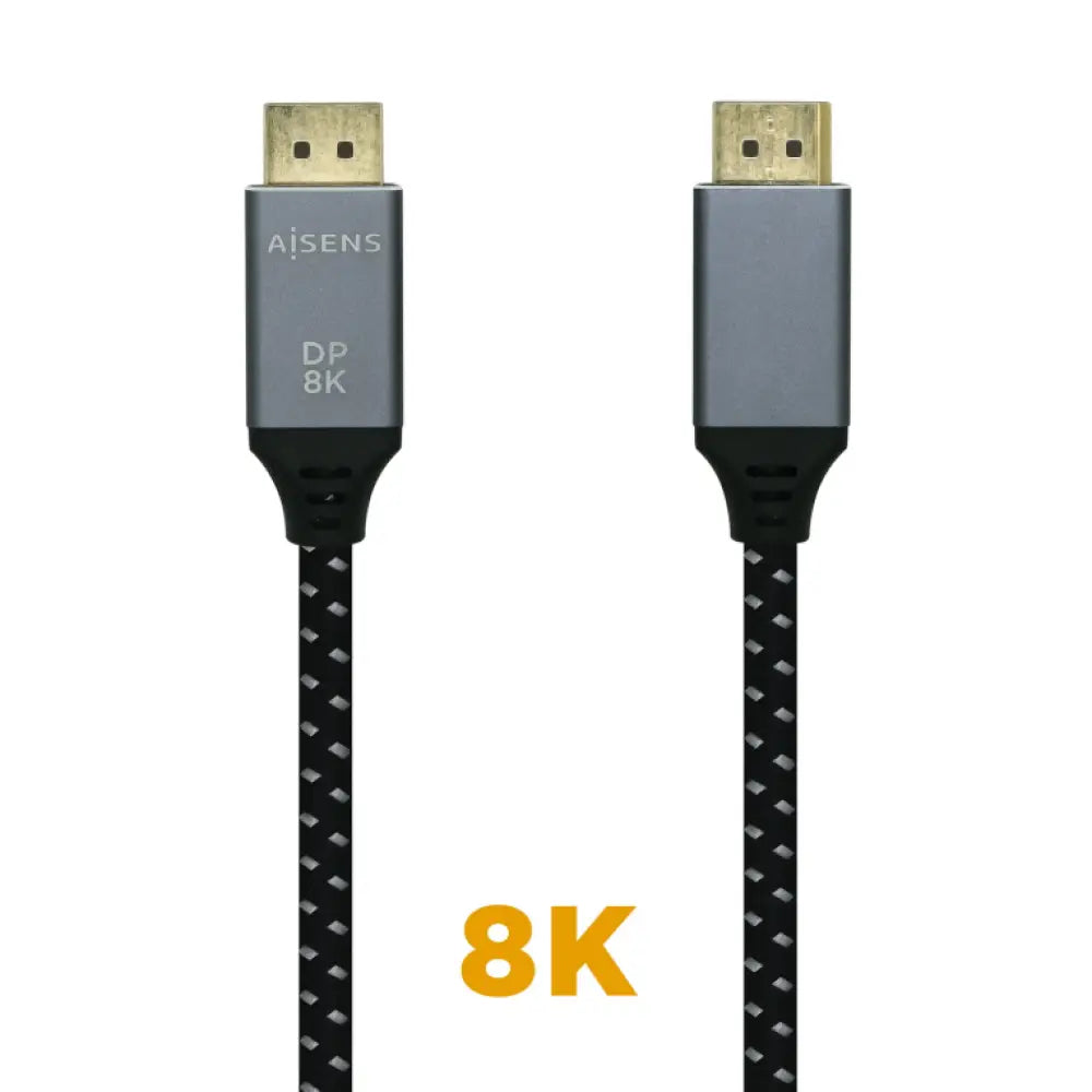 AISENS Cable Displayport V1.4 8k@60hz. DP/M-DP/M. Gris/Negro. 2.0m - detalle