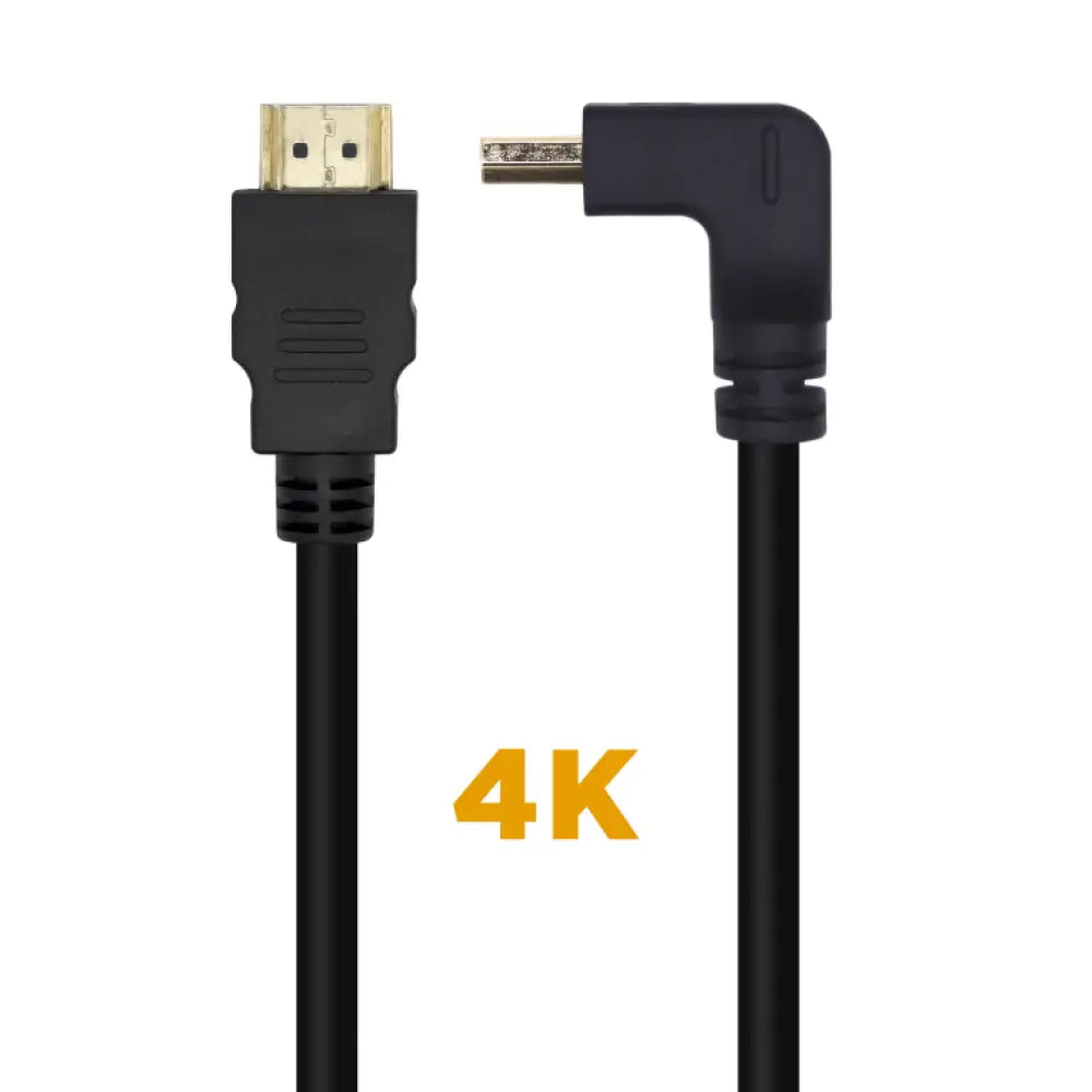 AISENS Cable HDMI V2.0 Acodado Premium Alta Velocidad / HEC 4K@60Hz 18Gbps. A/M-A/M. Negro. 1.0m - detalle