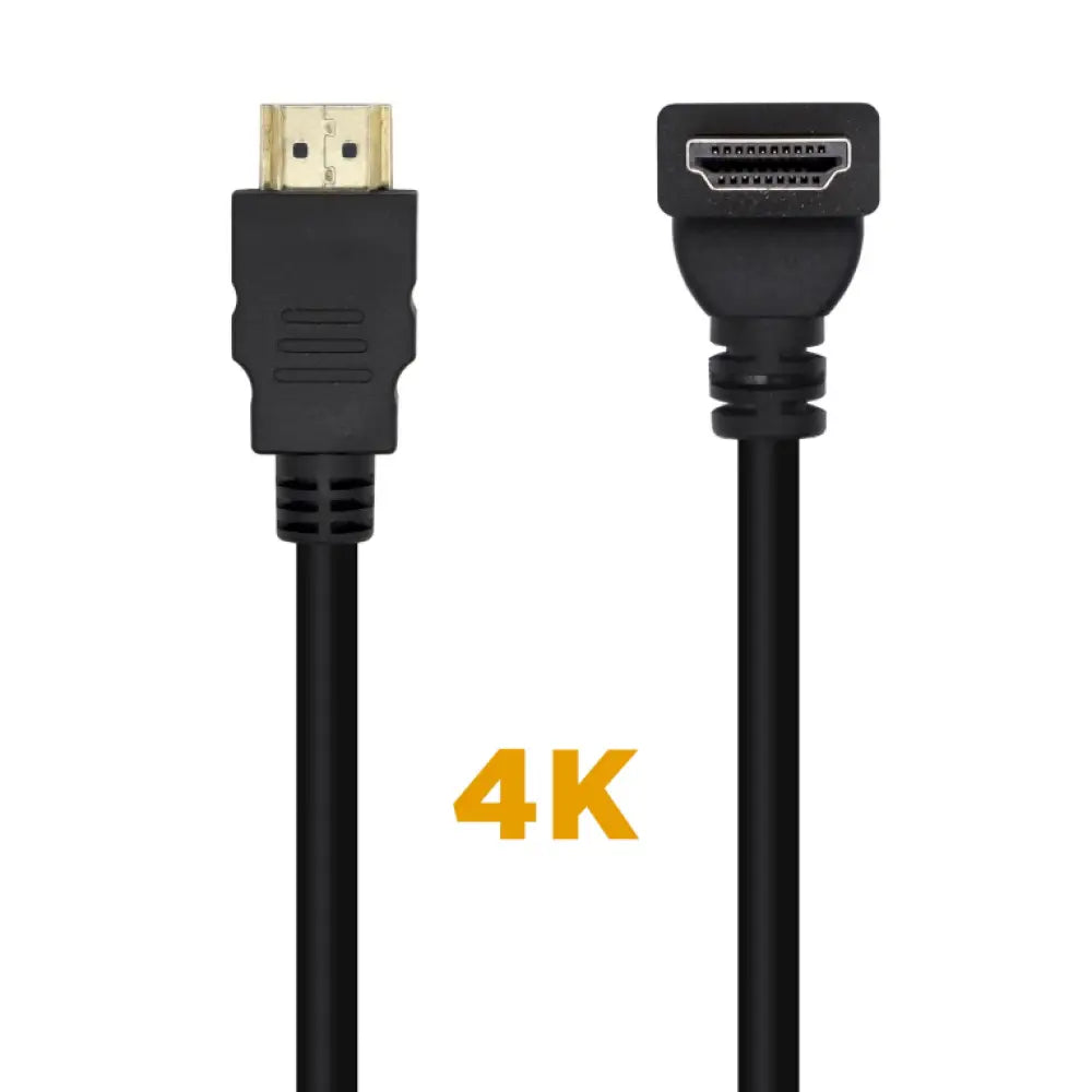 AISENS Cable HDMI V2.0 Acodado Premium Alta Velocidad / HEC 4K@60Hz 18Gbps. A/M-A/M. Negro. 1.0m - detalle