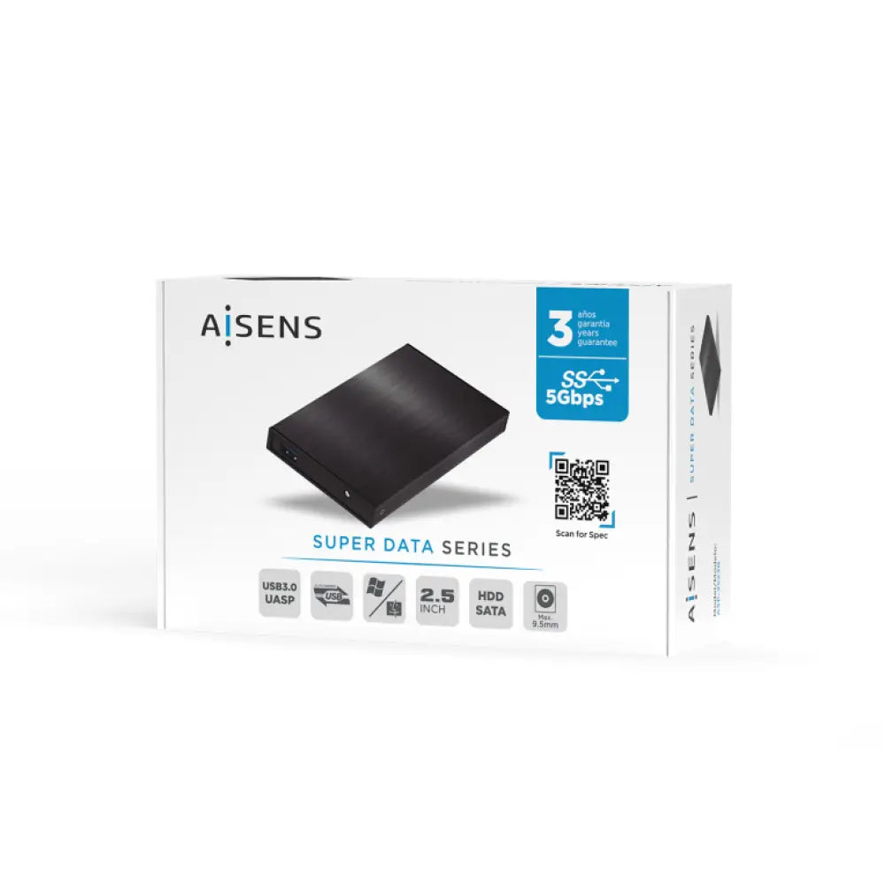 AISENS Caja Externa 2.5? ASE-2523B 9.5MM SATA a USB 3.0/USB3.1 GEN1. Negra - detalle