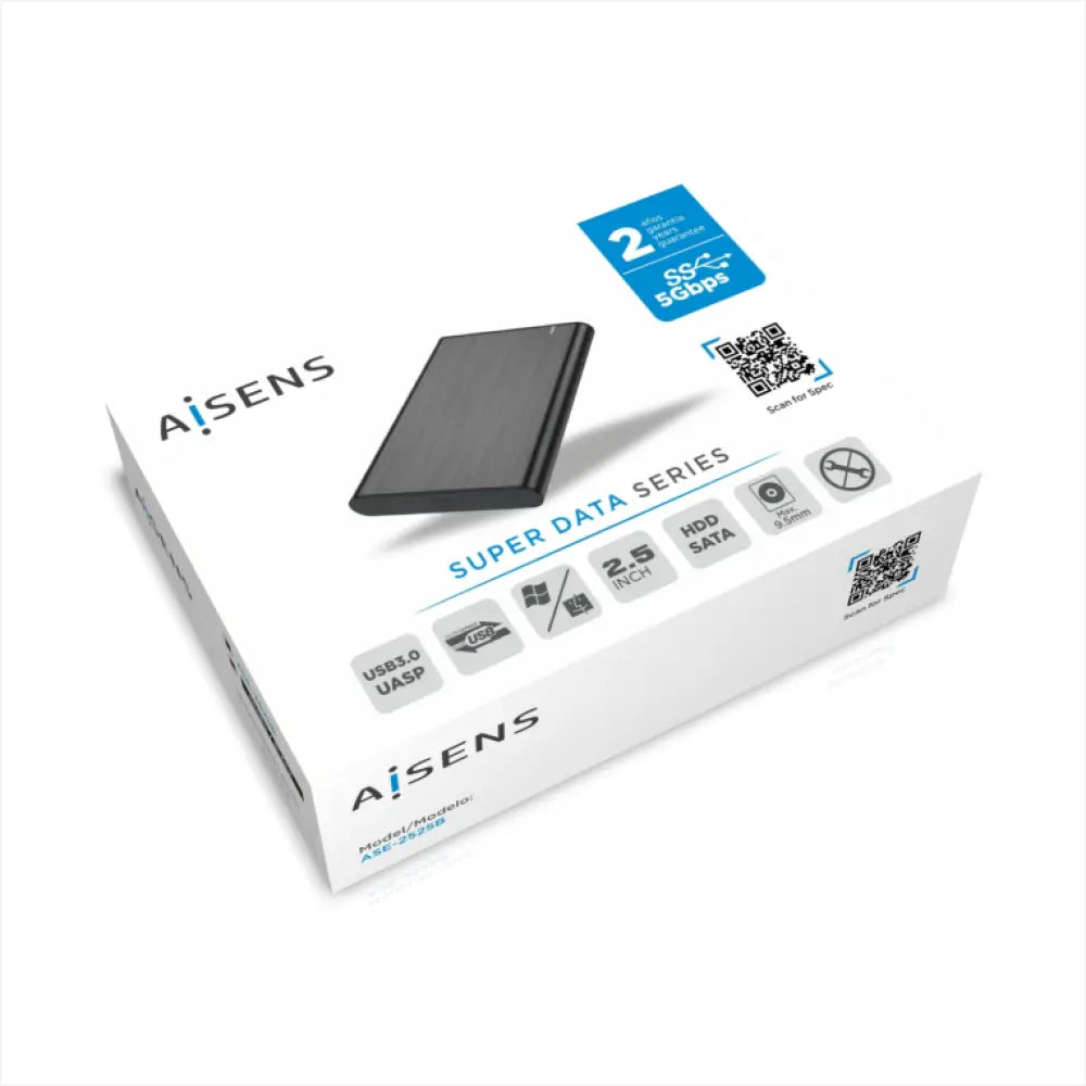 AISENS Caja Externa 2.5" ASE-2525B 9.5mm SATA a USB 3.0/USB3.1 Gen1. Negra - detalle