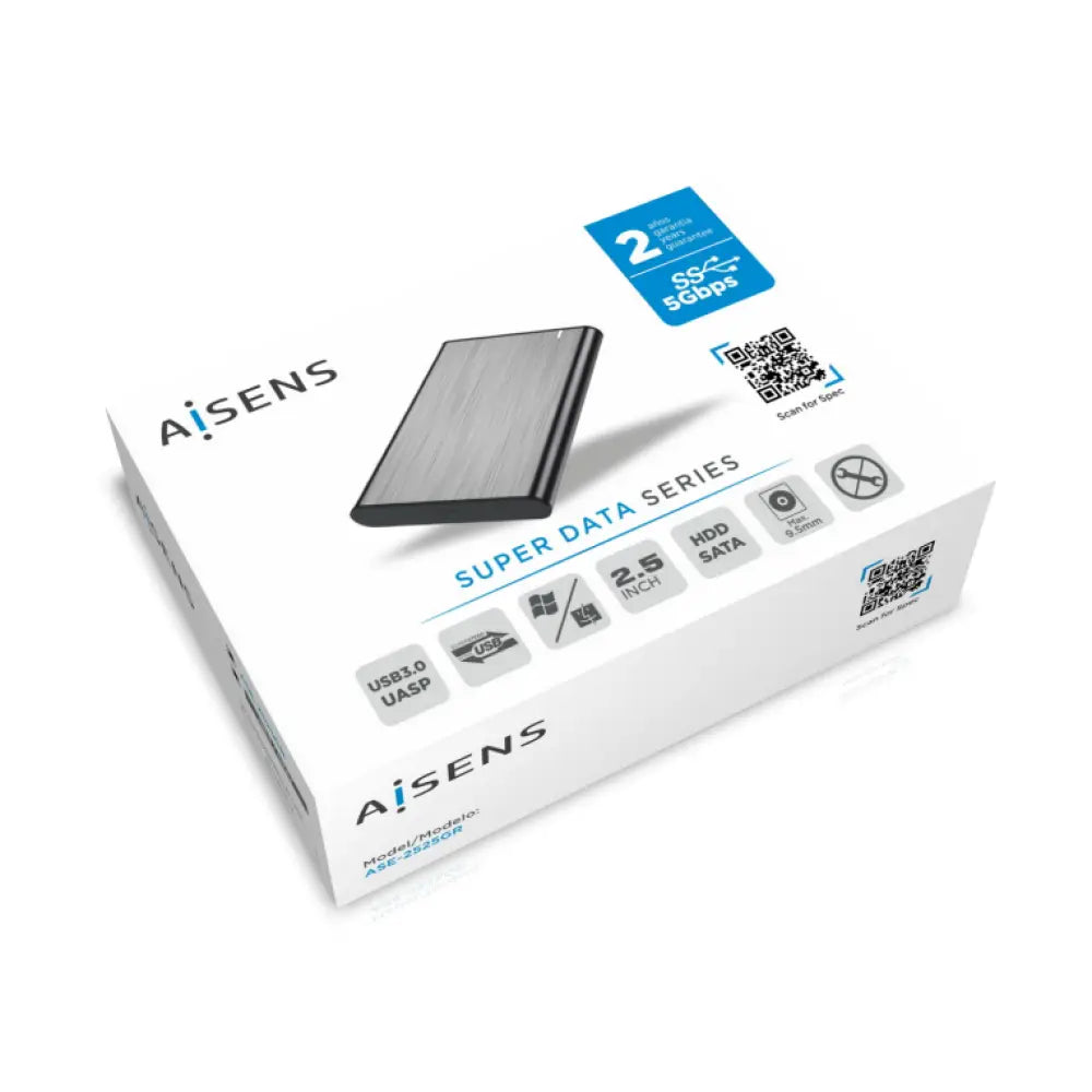 AISENS Caja Externa 2.5" ASE-2525GR 9.5mm SATA A USB 3.0 / USB 3.1 Gen1. Gris - detalle
