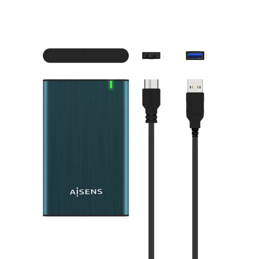 AISENS Caja Externa 2.5" ASE-2525PB 9.5 mm SATA A USB 3.0/USB 3.1 Gen1. Azul Pacifico - detalle