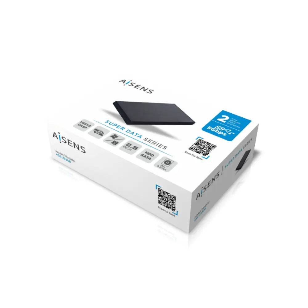 AISENS Caja externa 2.5" ASE-2530B 9.5 mm SATA a USB 3.0/USB 3.1 Gen1. Negra - detalle
