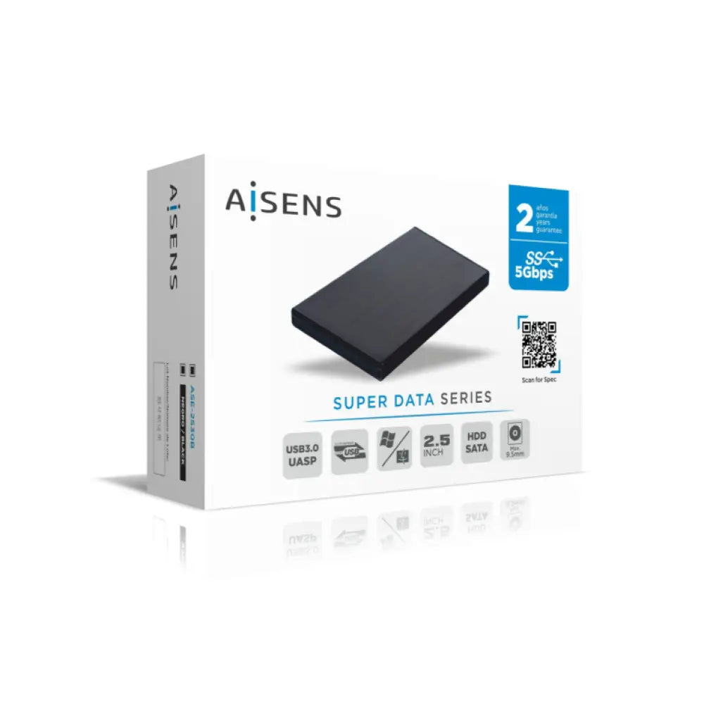 AISENS Caja externa 2.5" ASE-2530B 9.5 mm SATA a USB 3.0/USB 3.1 Gen1. Negra - detalle