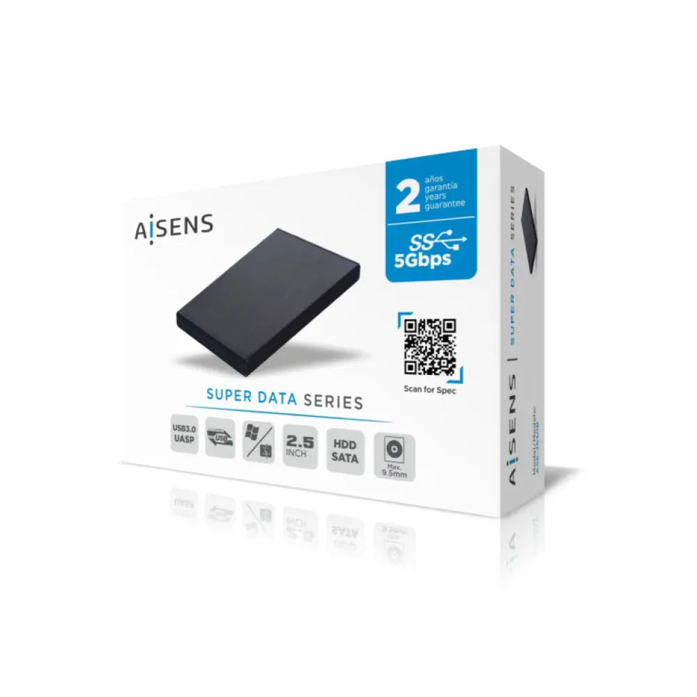 AISENS Caja externa 2.5" ASE-2530B 9.5 mm SATA a USB 3.0/USB 3.1 Gen1. Negra - detalle
