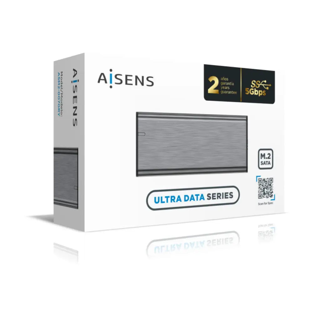 Carcasa externa AISENS para M.2 NGFF en color gris, compatible con SATA a USB 3.1 Gen 1, para almacenamiento externo.
