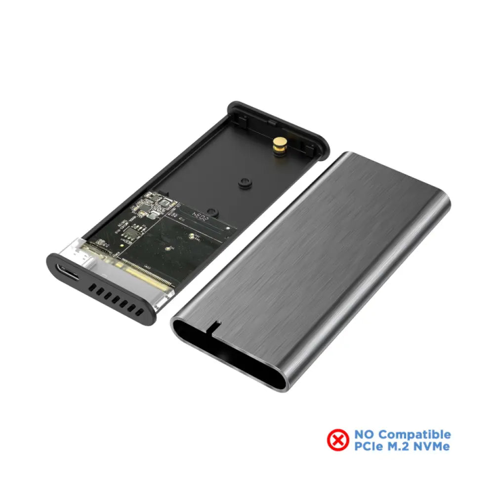 Carcasa externa AISENS para M.2 NGFF en color gris, compatible con SATA a USB 3.1 Gen 1, para discos duros y SSD.