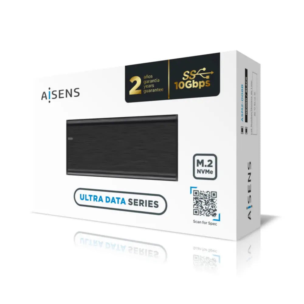 Carcasa externa AISENS para M.2 NVMe NGFF, compatible con USB 3.2 Gen 2, en color negro, para almacenamiento portátil.