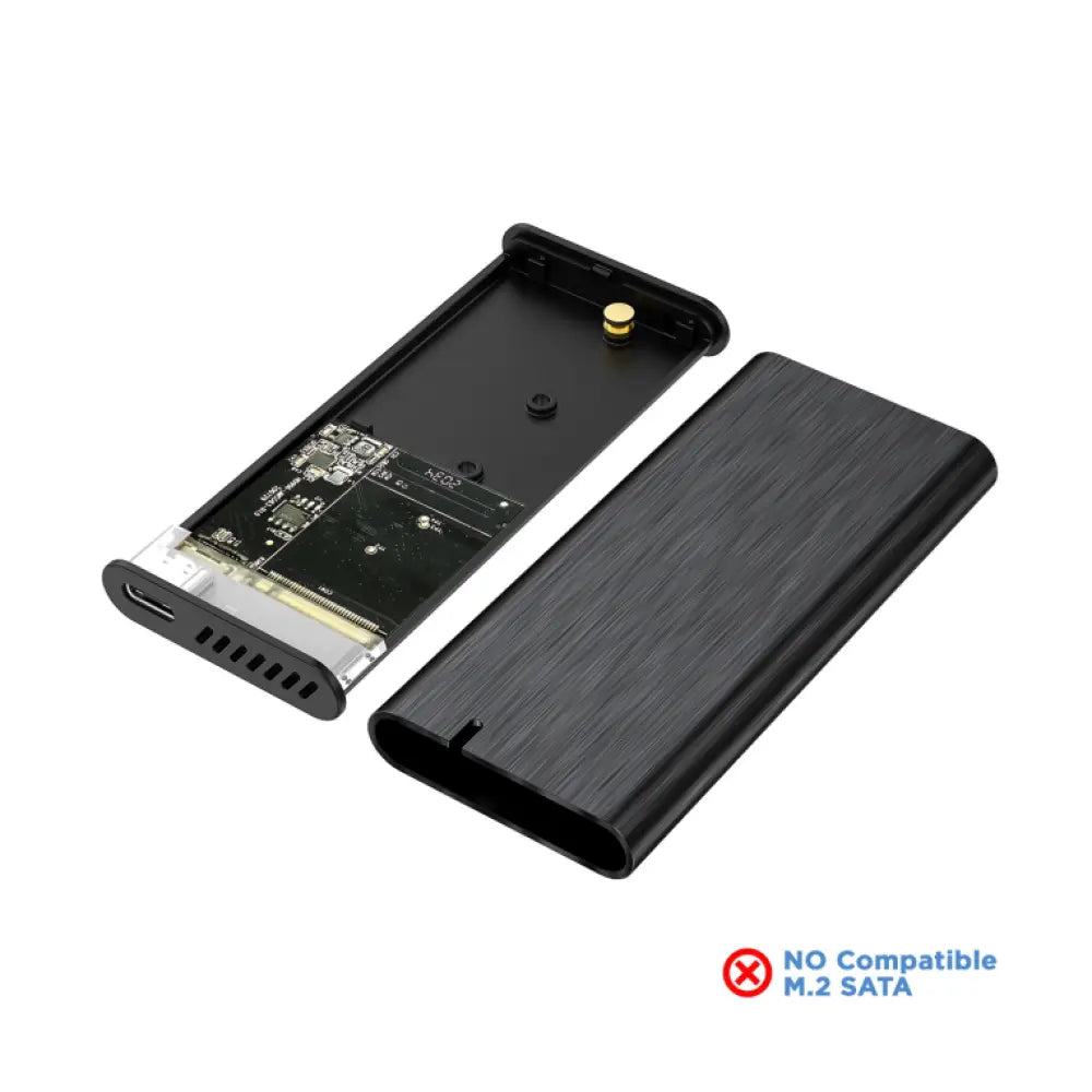 Carcasa externa AISENS para M.2 NGFF NVMe a USB 3.2 Gen 2, negra, con diseño compacto y compatible con unidades SSD.