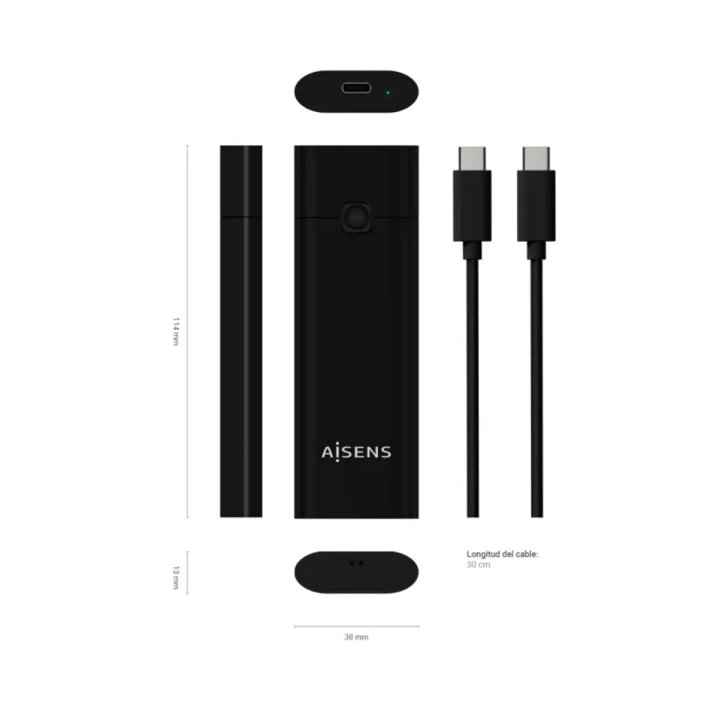 AISENS Caja Externa M.2 (NGFF) ASM2-020B NVMe a USB3.2 GEN2. Negra - detalle