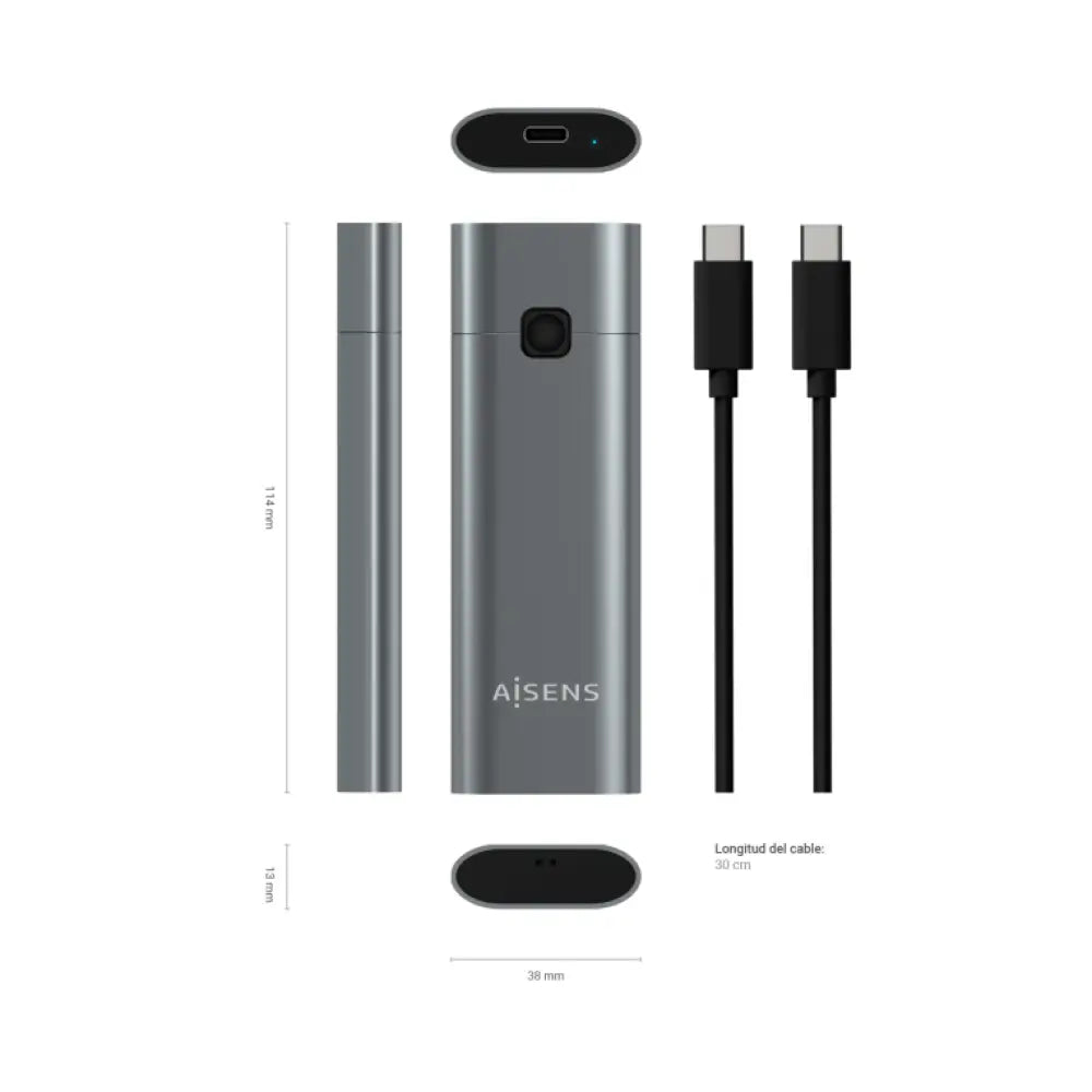 AISENS Caja Externa M.2 (NGFF) ASM2-021GR NVMe a USB3.2 GEN2. Gris - detalle