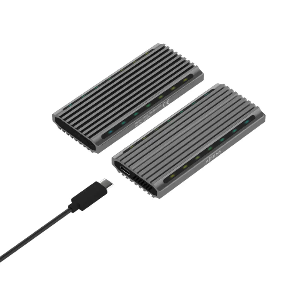 AISENS Caja Externa M.2 RGB Gaming ASM2-RGB011GR SATA/NVMe A USB3.1 Gen2. Gris - detalle