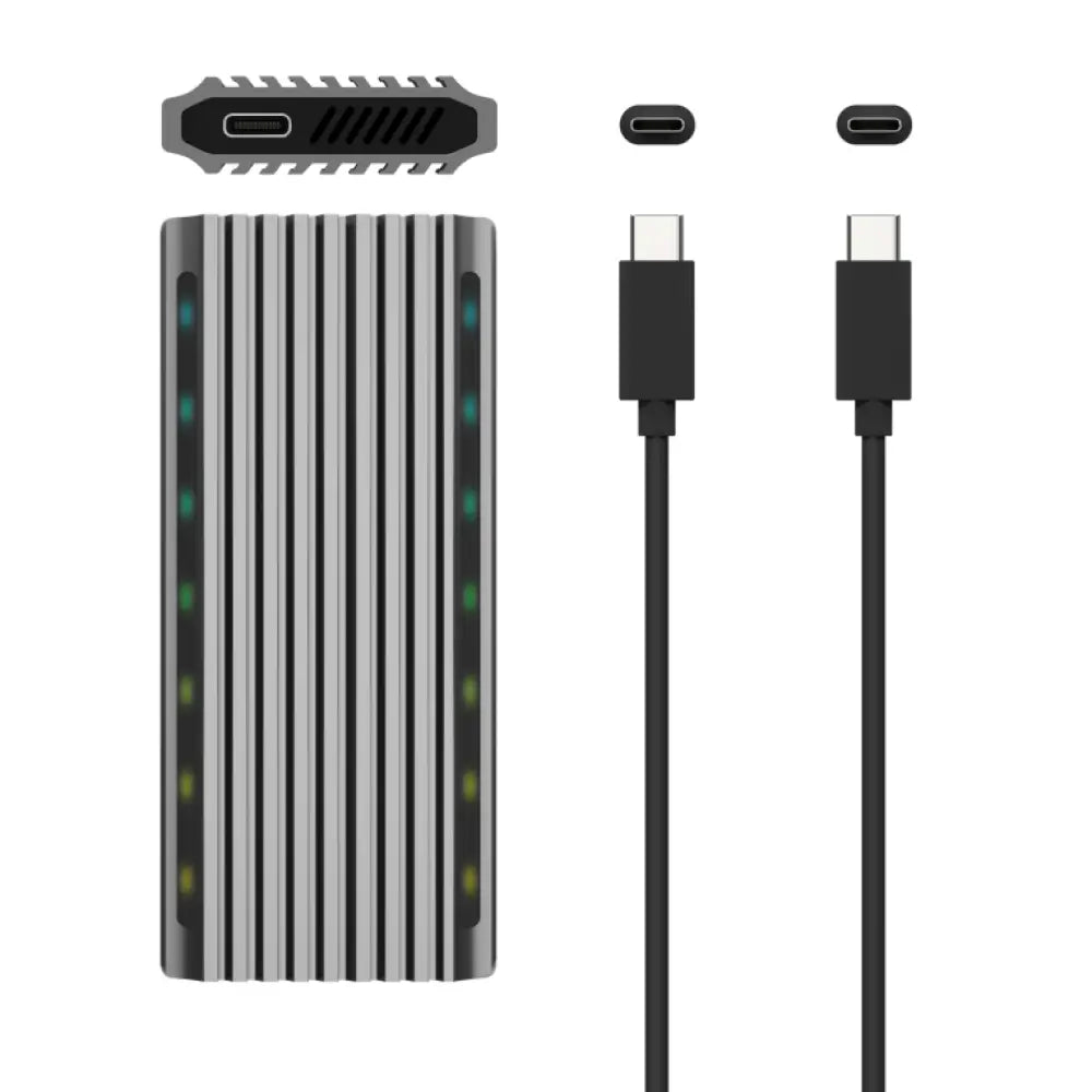 AISENS Caja Externa M.2 RGB Gaming ASM2-RGB011GR SATA/NVMe A USB3.1 Gen2. Gris - detalle