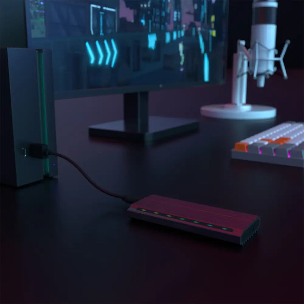 AISENS Caja Externa M.2 RGB Gaming ASM2-RGB011GR SATA/NVMe A USB3.1 Gen2. Gris - detalle