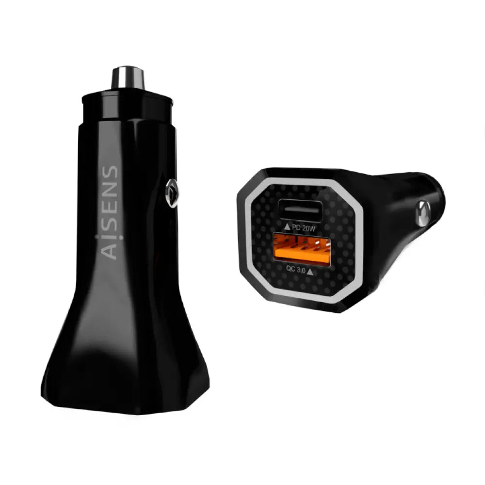 AISENS Cargador de Coche 38W.1XUSB-C PD3.0 20W.1XUSB-A QC3.0 18W. Negro