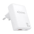 AISENS Cargador De Pared GaN Ultra Delgado 30W. 1xUSB-C PD3.0 QC4.0. 1xUSB-A QC3.0. Blanco