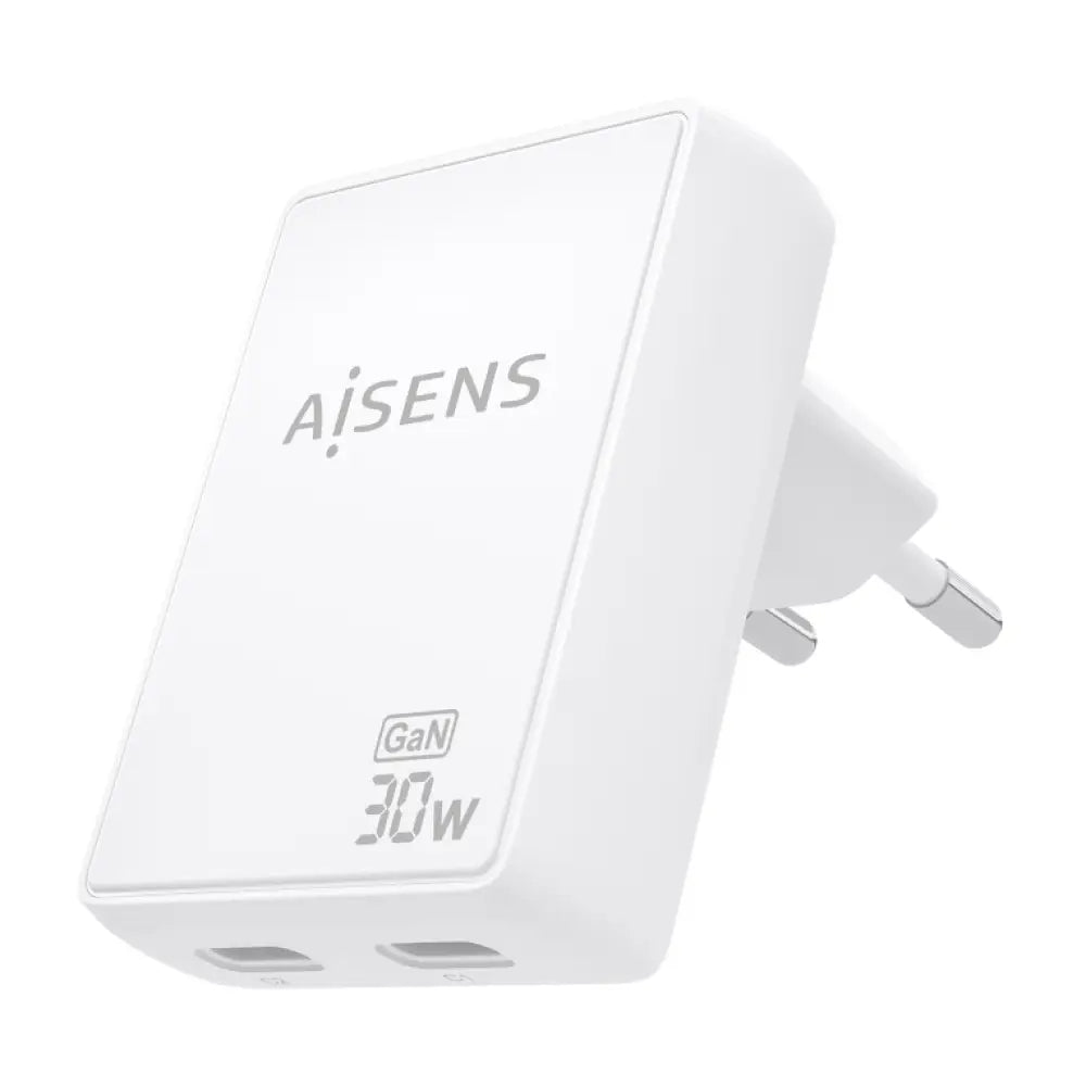 AISENS Cargador De Pared GaN Ultra Delgado 30W. 2xUSB-C PD3.0 QC4.0. Blanco - detalle