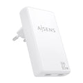 AISENS Cargador De Pared GaN Ultra Delgado 65W. 2xUSB-C PD3.0 QC4.0. Blanco
