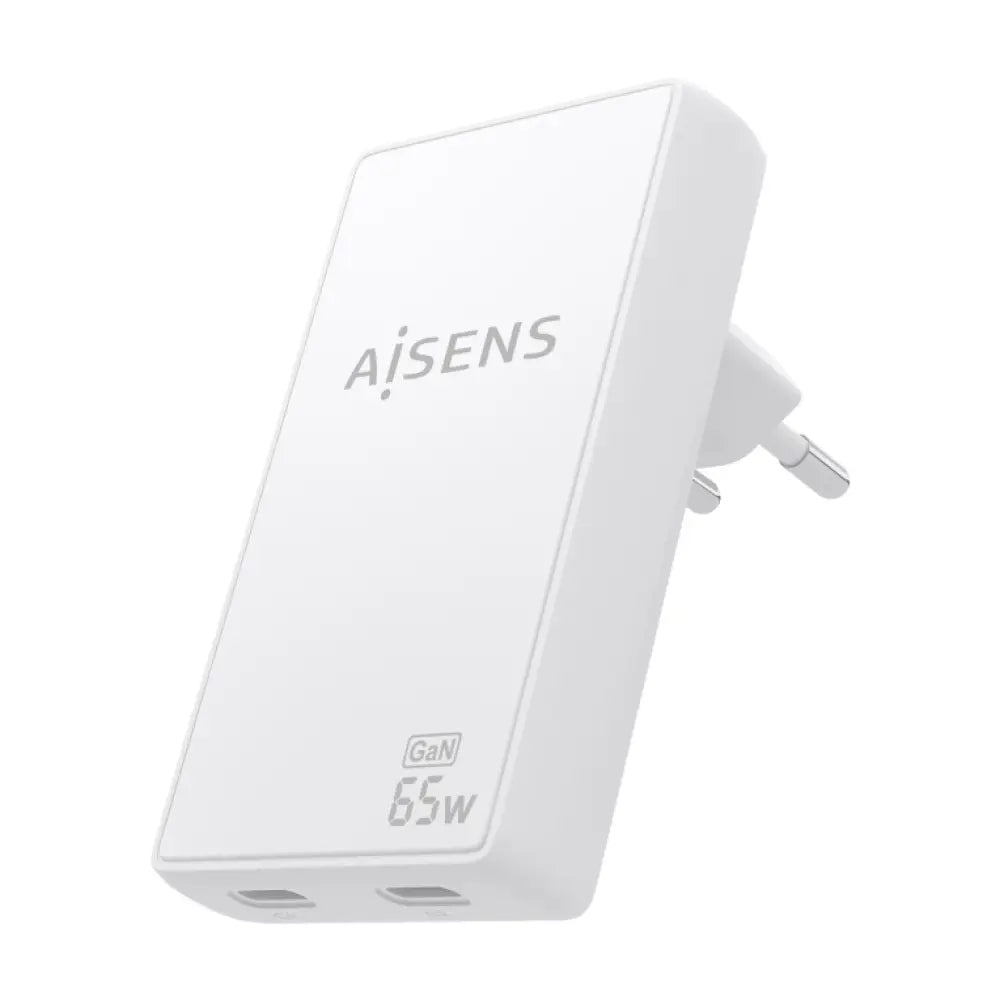 AISENS Cargador De Pared GaN Ultra Delgado 65W. 2xUSB-C PD3.0 QC4.0. Blanco - detalle
