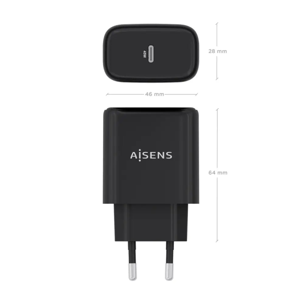 AISENS Cargador GaN 45W. 1xUSB-C PD3.0. Negro - detalle