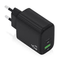 AISENS Cargador GaN 45W. 1xUSB-C PD3.0 QC4.0. 1xUSB-A QC3.0. Negro